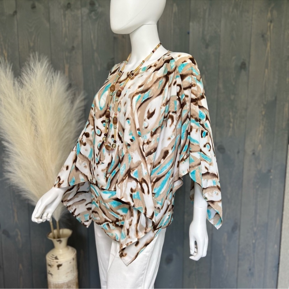 🛑 𝙎𝙊𝙇𝘿 𝙊𝙐𝙏 🛑  𝘾𝙝𝙞𝙘𝙤'𝙨 Travelers Collection Women’s Kimono Style Blouse Size 1 - Picture 6 of 13